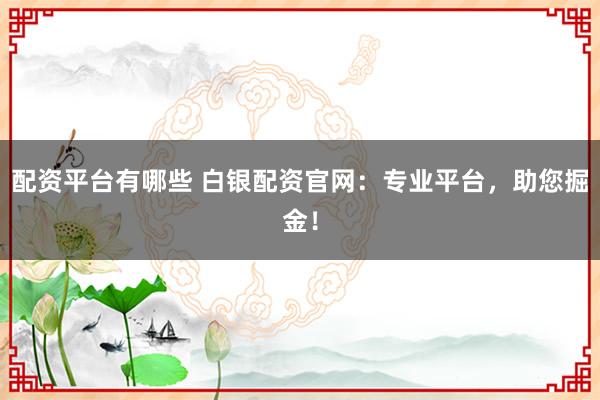 配資平臺(tái)有哪些 白銀配資官網(wǎng)：專業(yè)平臺(tái)，助您掘金！
