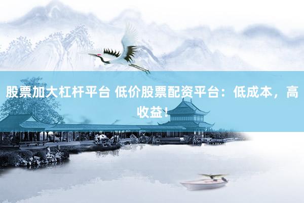 股票加大杠桿平臺 低價股票配資平臺：低成本，高收益！