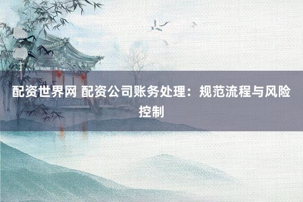 配資世界網(wǎng) 配資公司賬務(wù)處理：規(guī)范流程與風(fēng)險控制