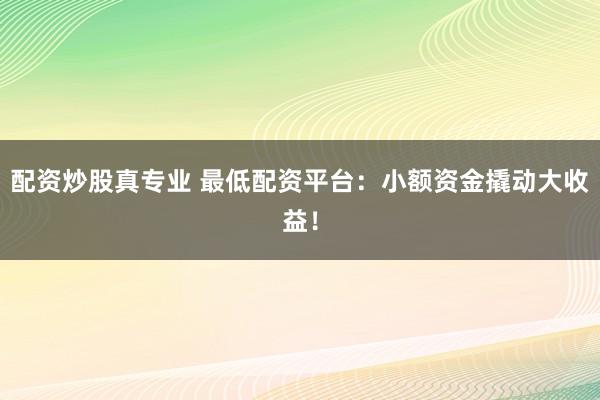 配資炒股真專業(yè) 最低配資平臺：小額資金撬動大收益！