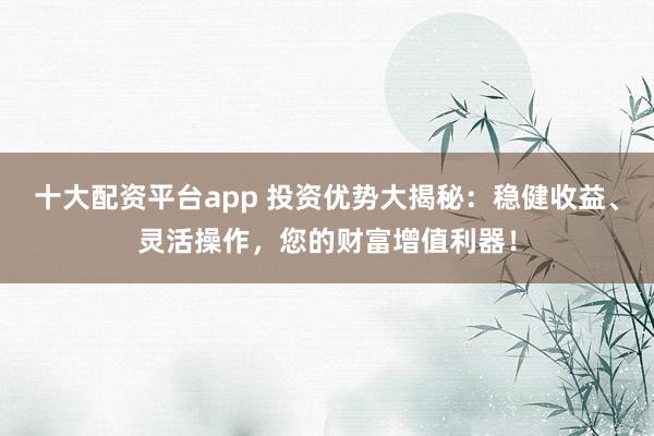 十大配資平臺(tái)app 投資優(yōu)勢(shì)大揭秘：穩(wěn)健收益、靈活操作，您的財(cái)富增值利器！