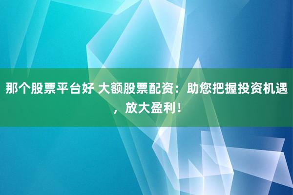 那個(gè)股票平臺好 大額股票配資：助您把握投資機(jī)遇，放大盈利！