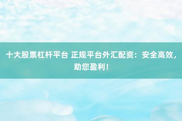 十大股票杠桿平臺(tái) 正規(guī)平臺(tái)外匯配資：安全高效，助您盈利！