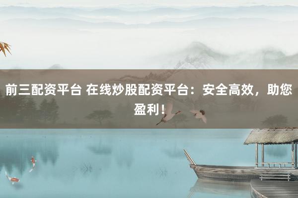 前三配資平臺 在線炒股配資平臺：安全高效，助您盈利！