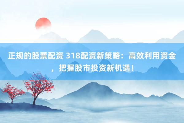 正規(guī)的股票配資 318配資新策略：高效利用資金，把握股市投資新機(jī)遇！