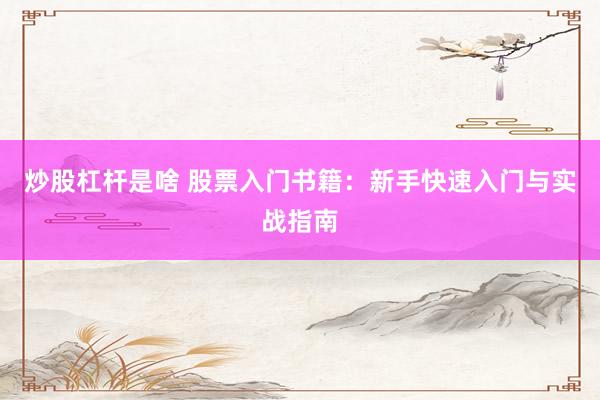 炒股杠桿是啥 股票入門書籍：新手快速入門與實(shí)戰(zhàn)指南