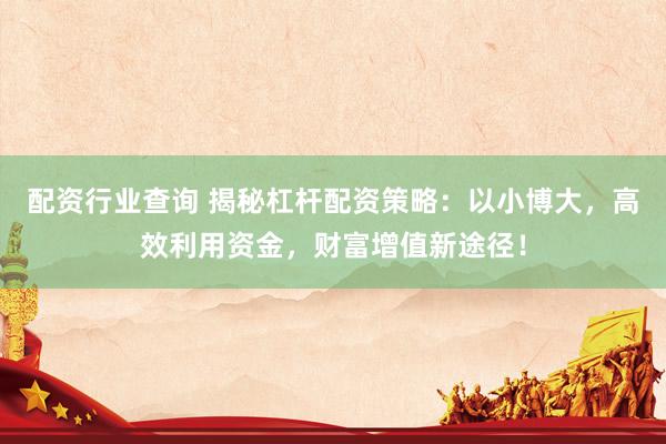 配資行業(yè)查詢 揭秘杠桿配資策略：以小博大，高效利用資金，財(cái)富增值新途徑！