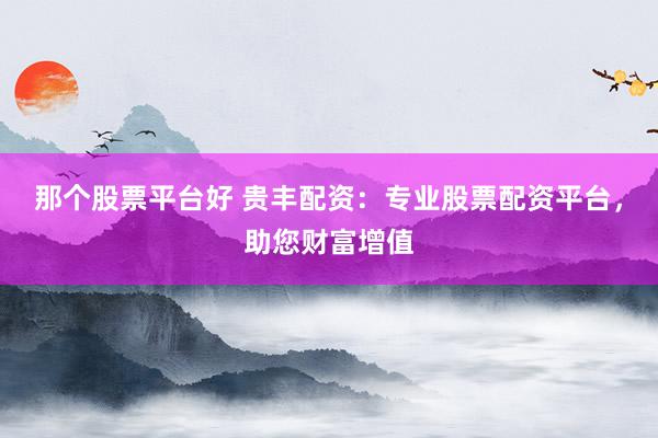 那個股票平臺好 貴豐配資：專業(yè)股票配資平臺，助您財富增值